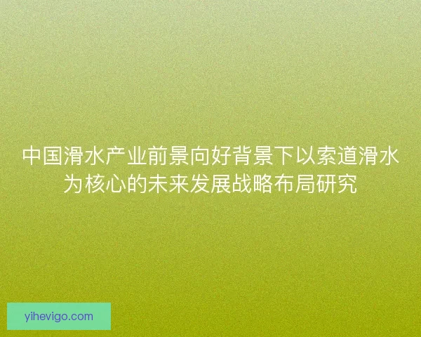 中国滑水产业前景向好背景下以索道滑水为核心的未来发展战略布局研究