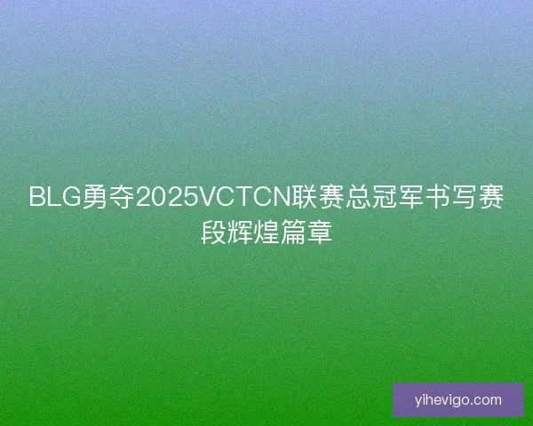 BLG勇夺2025VCTCN联赛总冠军书写赛段辉煌篇章