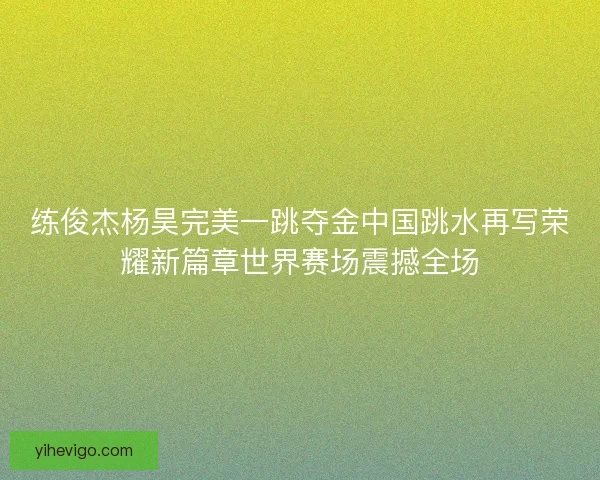 练俊杰杨昊完美一跳夺金中国跳水再写荣耀新篇章世界赛场震撼全场